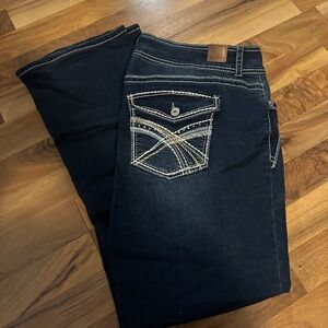 Wallflower Women's Boot Cut Jeans in Dark Blue